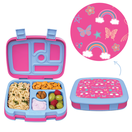 Bentgo Kid's Print Leak-Proof Bento Lunch Box - Rainbows & Butterflies