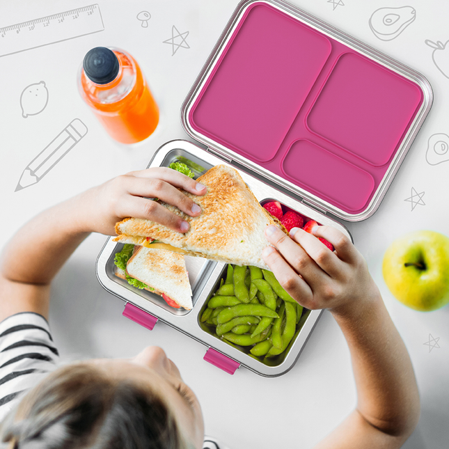 Bentgo Kid's Stainless Steel Leak-Resistant Bento Lunch Box - Fuchsia