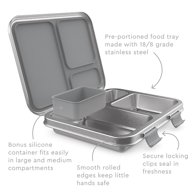 Bentgo Kid's Stainless Steel Leak-Resistant Bento Lunch Box - Silver