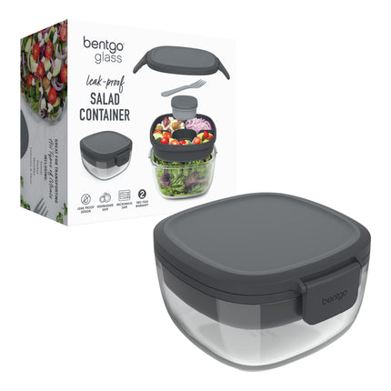 Bentgo All In One Glass Salad Container - Dark Grey