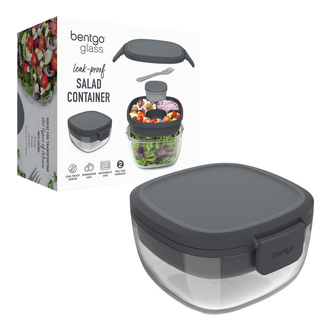 Bentgo All In One Glass Salad Container - Dark Grey