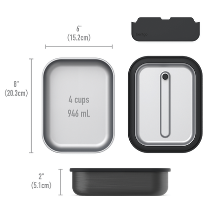 Bentgo Stainless Steel Leak-Proof Lunch Box 1200ml - Carbon Black