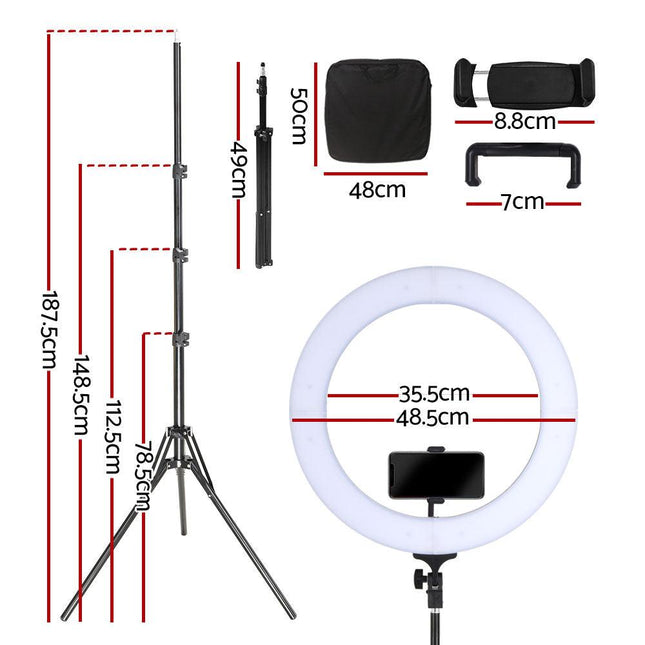 Embellir Ring Light 19" Tripod Stand Black - avokado